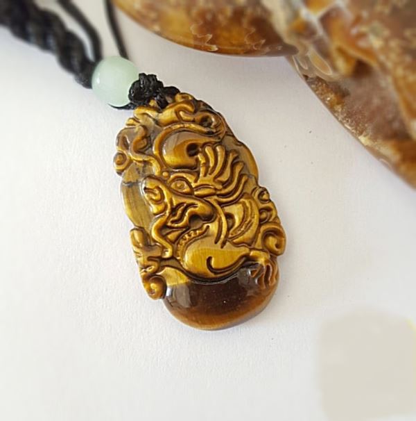 Mặt dây chuyền tuổi thìn đá mắt hổ M 999-5