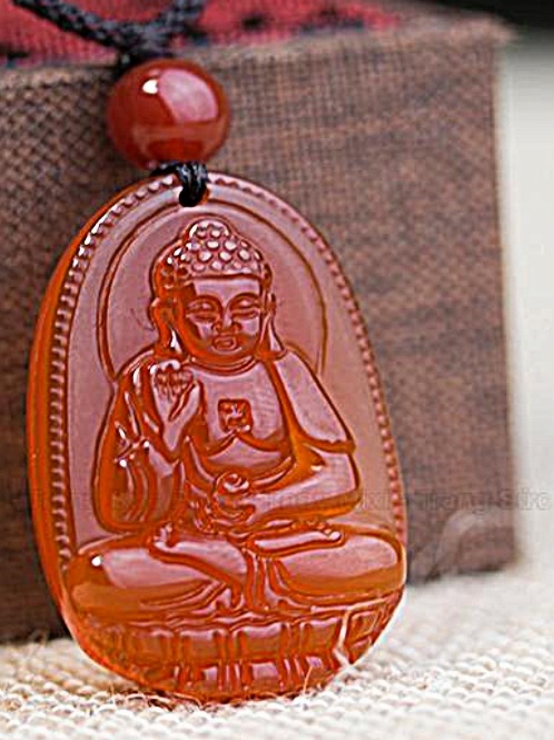 Mặt phật di đà đá mã não đỏ độ tuổi tuất, hợi M06